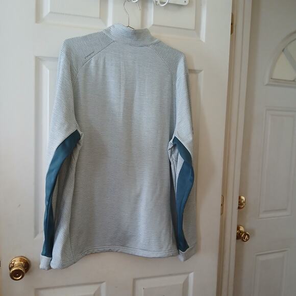 Callaway Sweater Men L Gray Striped Golf 1/4 Zip Pullover Performance Fleece - Picture 3 of 14